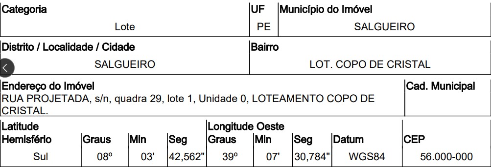 Terreno, Lot Copo de Cristal, Salgueiro, PE